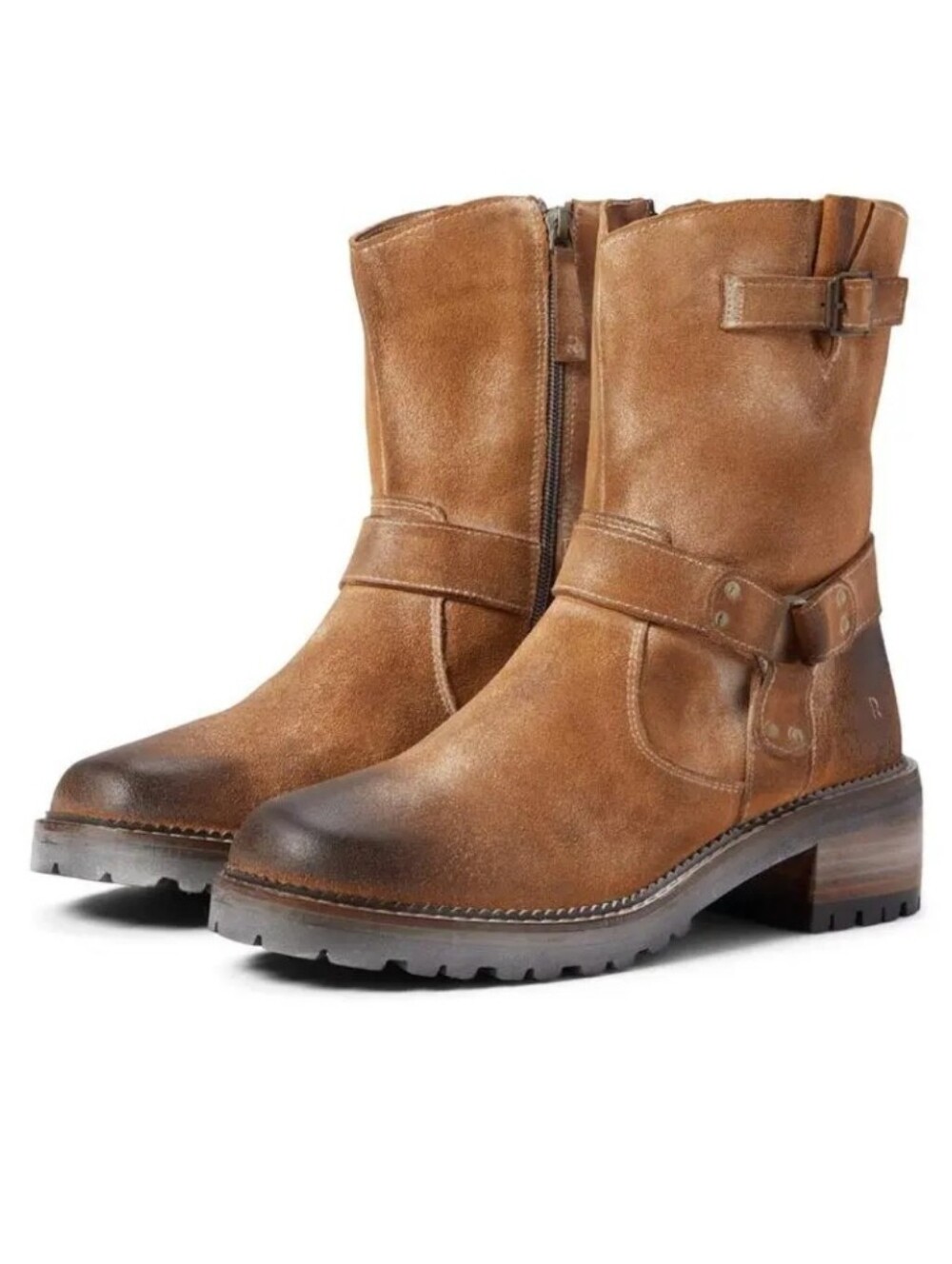 Roan Bed Stu Emerson Brown Leather Distressed Chunky Boots Size 10